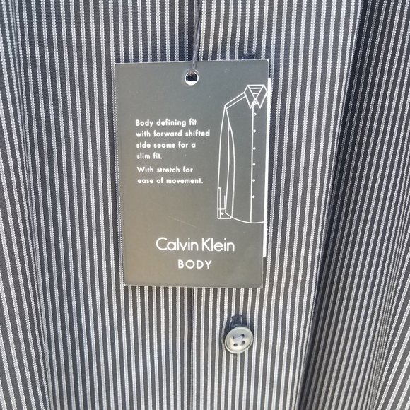 Calvin Klein Black & Grey Striped Dress Shirt - Picture 8 of 16